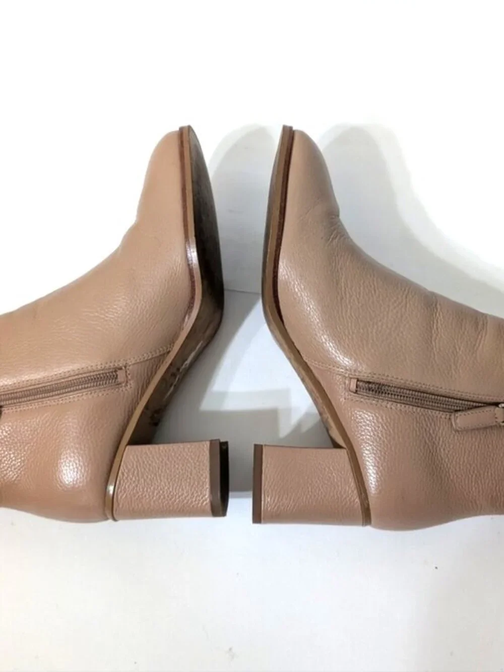 KATE‎ SPADE NEW YORK Women's Uptown Pebbled Leather Block Heel Booties Tan 6.5B